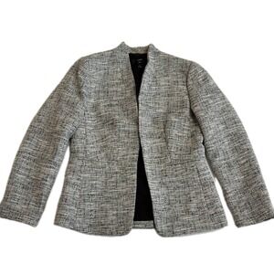 J.Crew Blazer Women 0 Black White Going Out Tweed Open Front Collarless M0256